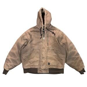 Vintage Walls Workwear Hooded Jacket Mens Large Sherpa Lined Faded Distressed